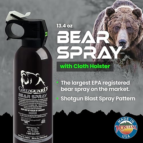 Miniatura 2 de UDAP Griz Guard Bear Pepper Spray disuasorio de autodefensa con funda para camping, senderismo, pesca, potente patrón de explosión, barrera de