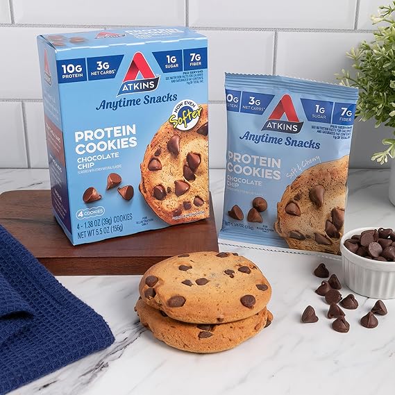 Atkins Chocolate Chip Protein Cookie, 10g Protein, 4 Count