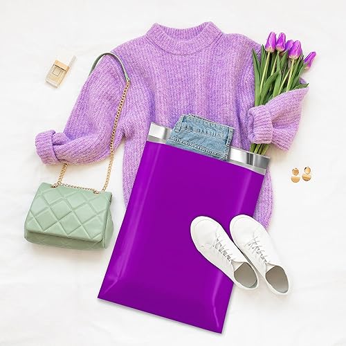 Miniatura 73 de Fuxury 100 sobres de polietileno de 12 x 15.5 pulgadas, bolsas de envío impermeables para ropa, sobres de envío adhesivos fuertes para pequeñas Rosa