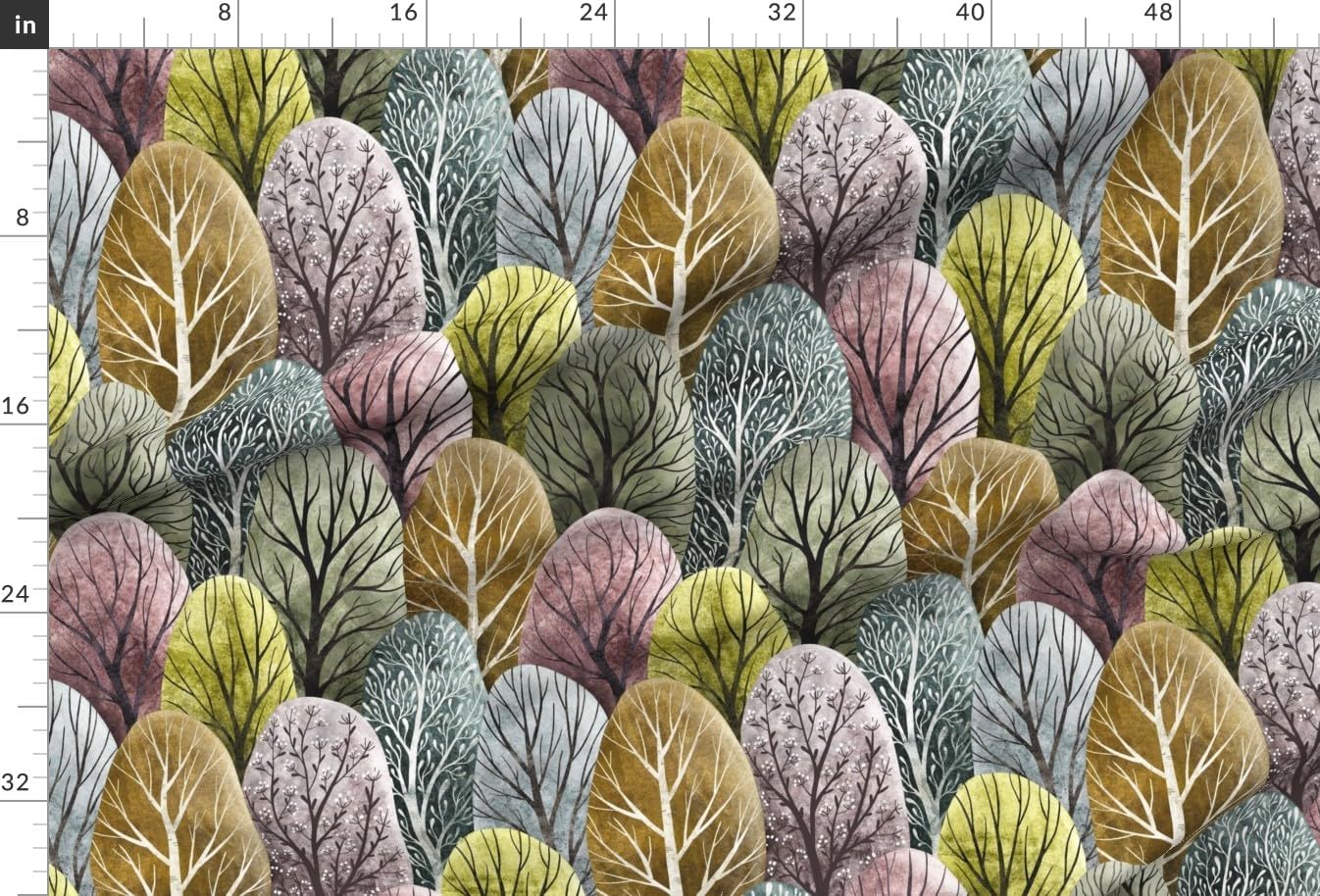 Spoonflower Fabric - Whimsical Woodland Earth Tones Neutral Calm Serene Minimal Painterly Printed on Organic Cotton Sateen Fabric by The Yard - Sewing Quilting Apparel Home Decor