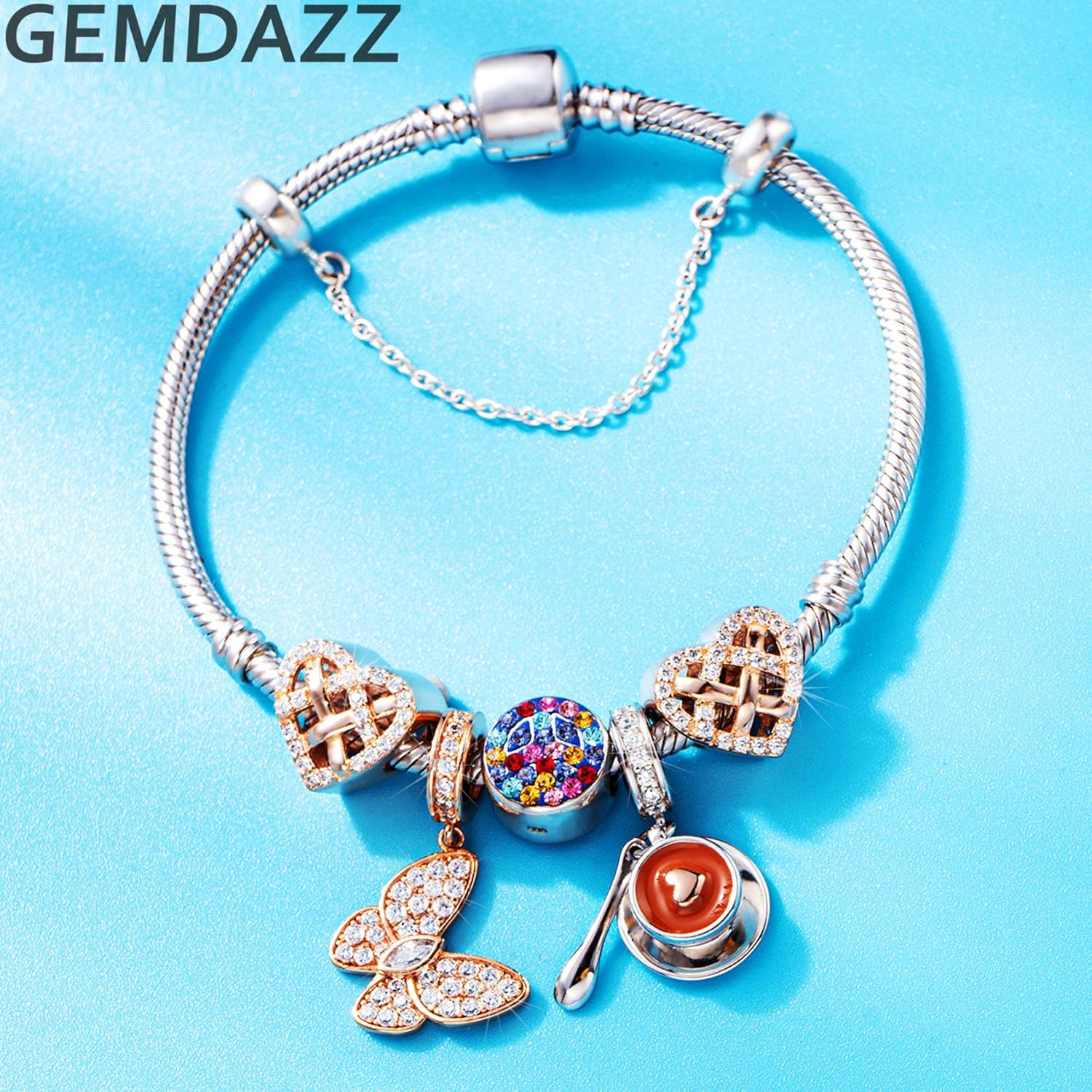 GEMDAZZ 925 Sterling Silver Valentines Day Charms Heart Charms, I Love You to The Moon and Back Pendant, Cupid Arrow and 4 Leaf Clover Beads fit European Bracelets, Gift for Lover/Wife/Girls - Image 3