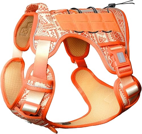 Miniatura 31 de Auroth Arnés Táctico para Perros Grandes Sin Tirones Arnés para Mascotas Ajustable Reflectante K9 Entrenamiento de Trabajo Control Fácil Chaleco