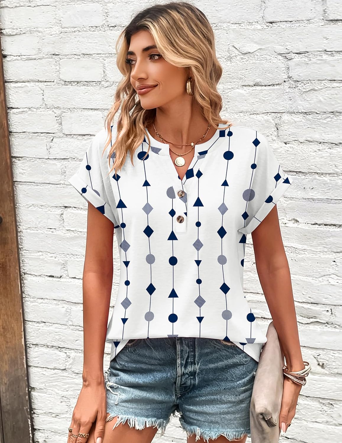 Zeagoo Women Tops Summer Short Sleeve T Shirts V Neck Dressy Casual Work Blouses Fashion Boho Clothes S-3XL - Image 2