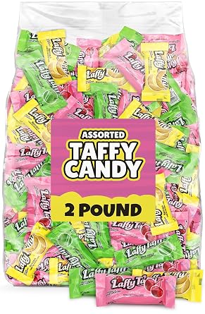 Chewy Taffy Candy Bars, 2 lb Individually Wrapped Assorted Fruit Taffy