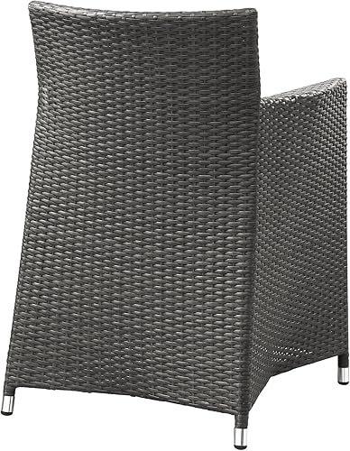 Modway Sillón de comedor de mimbre para patio al aire libre de la rota de Junction con el cojín en marrón