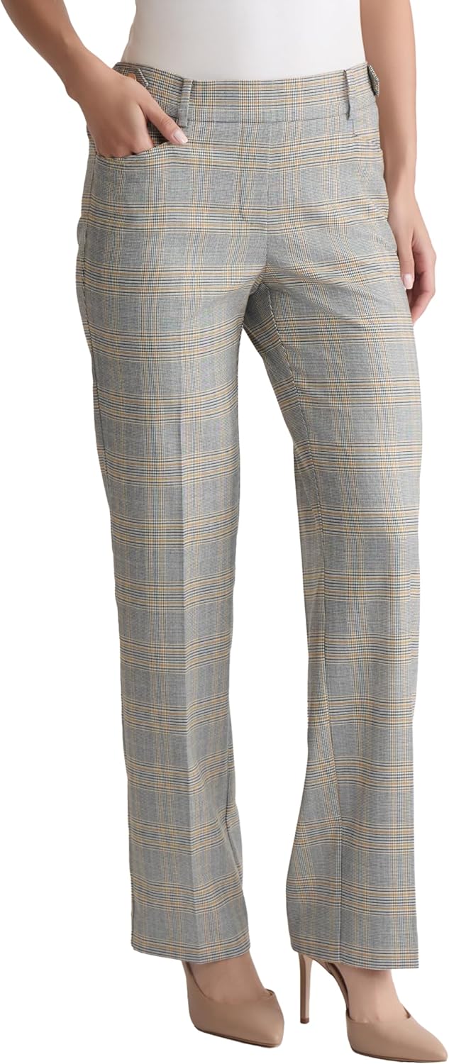 Jones New York Women's Stretch Pull-on Glen Plaid Pants - Image 3