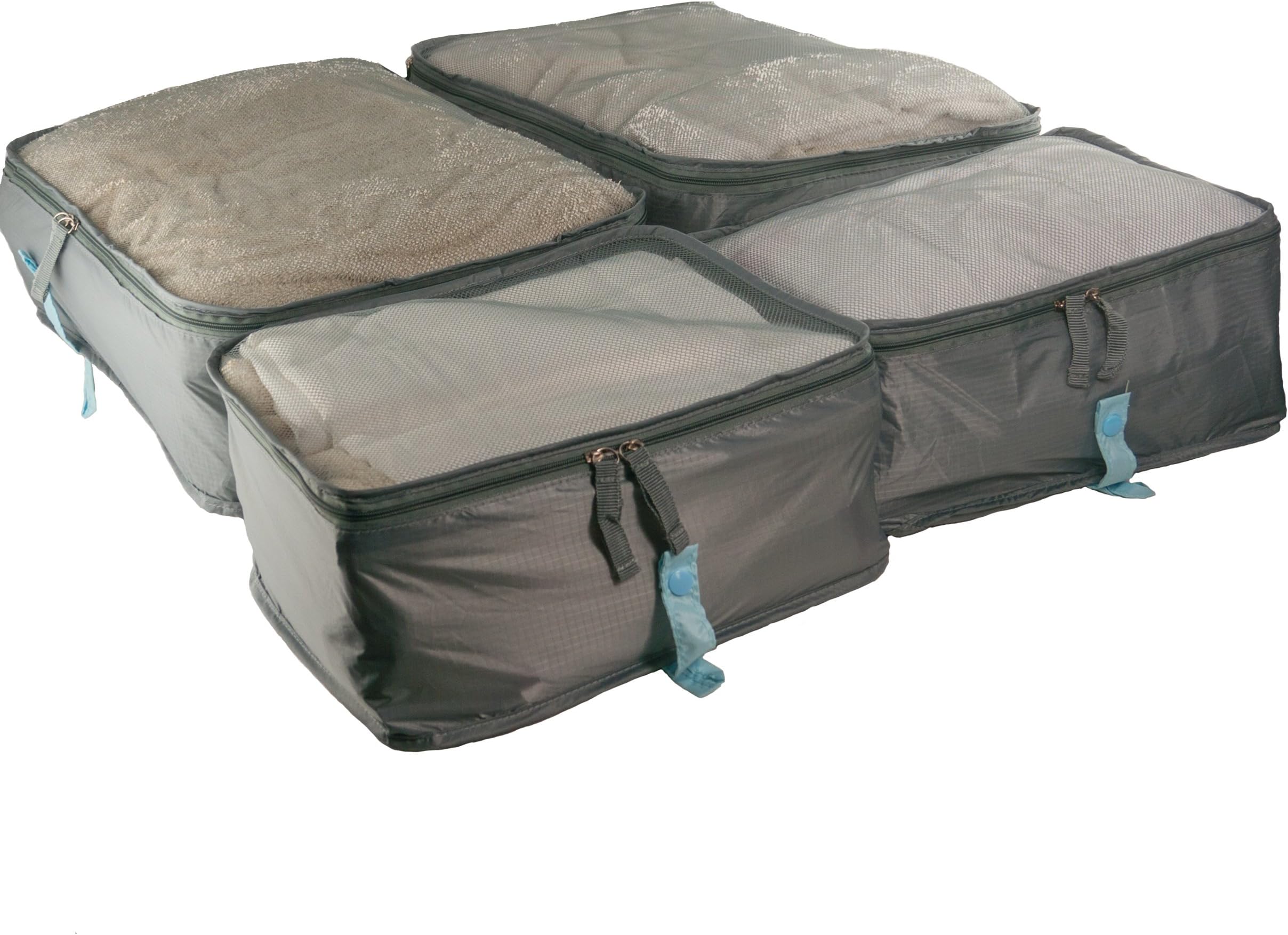 Packing Cubes by Lugbetter | Set of 4 Lightweight Folding Travel Cubes to Neatly Organize Your Suitcase, Backpack or Luggage (Grey)