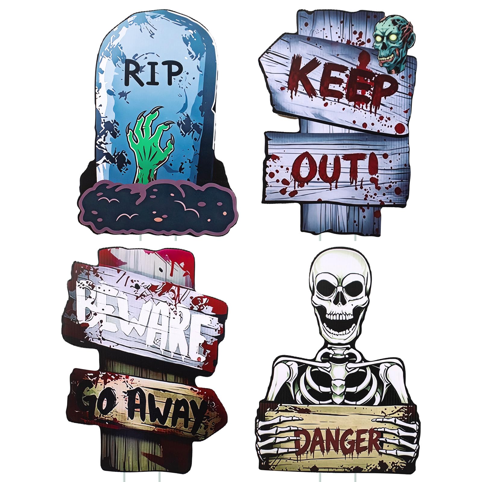 Dhnvcud 4 Pack Halloween Yard Signs with Stakes, Scary Ghost Outdoor Decor