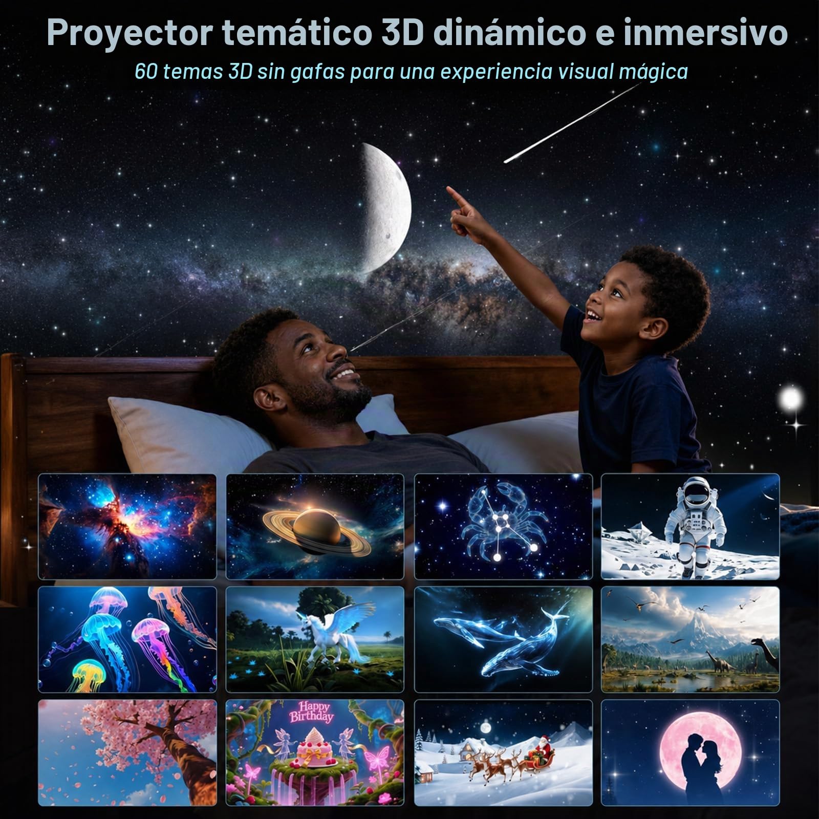 PRANITE Proyector 3D Galaxy 60 HD | Uso en Interiores