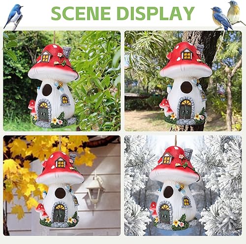 Miniatura 74 de Yinns Casas para pájaros, Casa de pájaros de resina para exteriores, Casas decorativas para pájaros, Regadera colgante Casas de pájaros