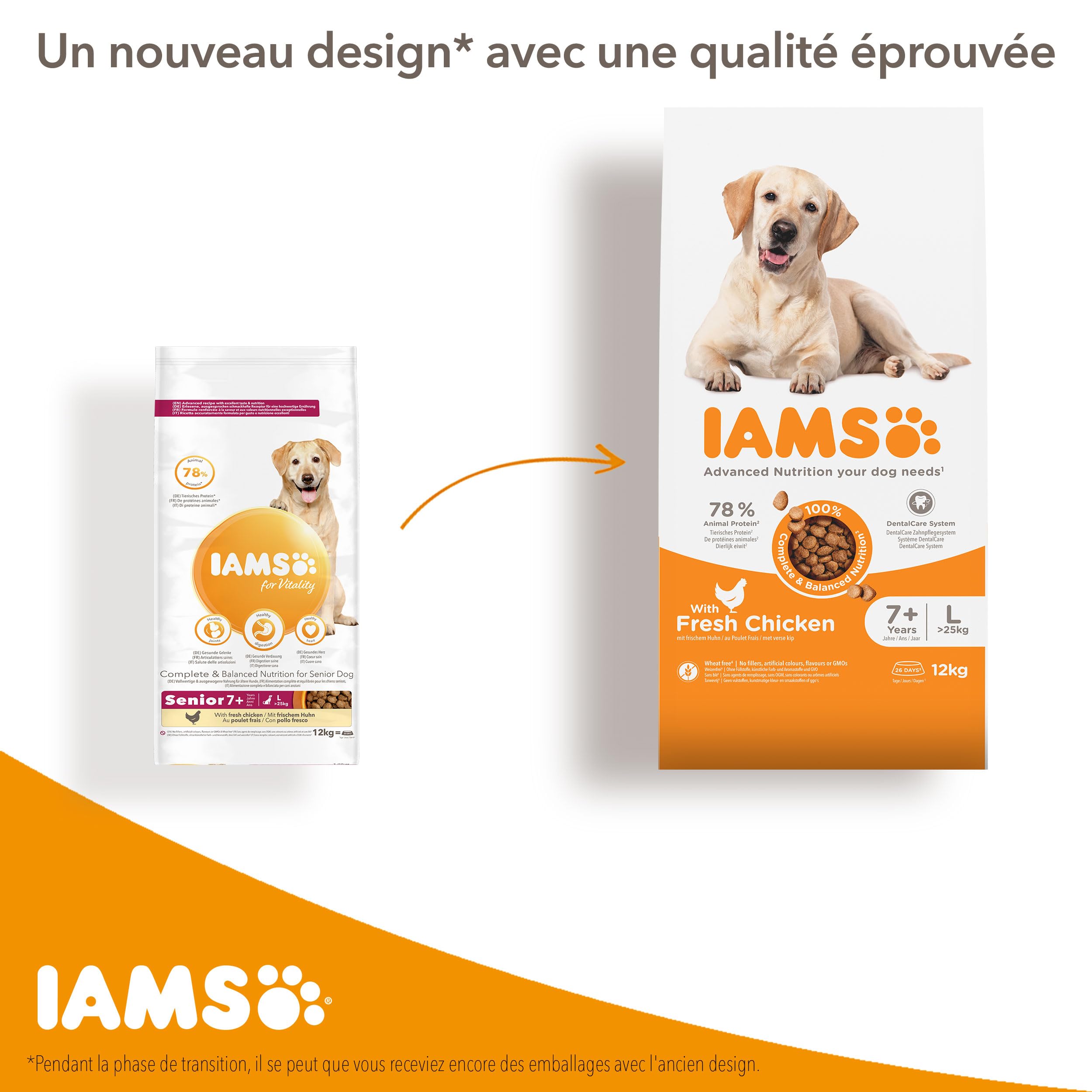 IAMS Vitality Chien Senior Grande Race Poulet Frais
