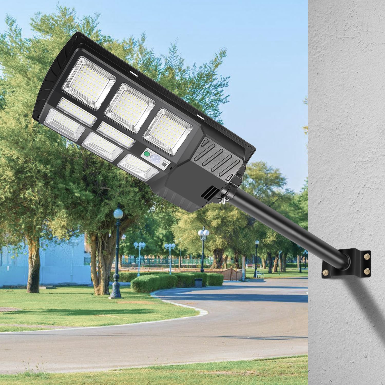 Lampa uliczna 300 W, solarna lampa uliczna z pilotem zdalnego sterowania, wodoszczelna, 6500 K, zimna biel, IP65, wodoszczelna