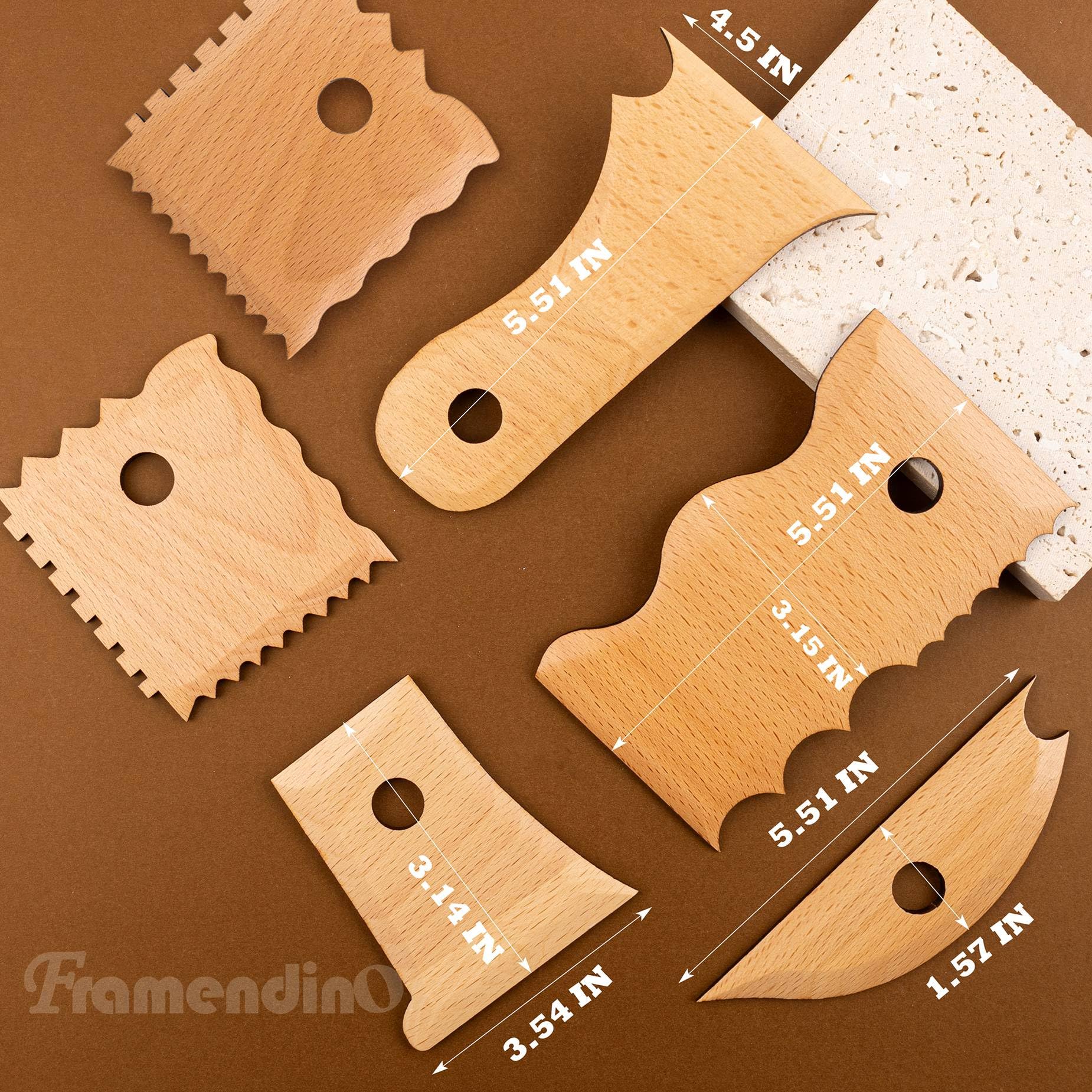 Framendino, 14 Pack Ribs Pottery Tools Foot Shaper Trimming Wood for Carving Clay Molds Ceramics