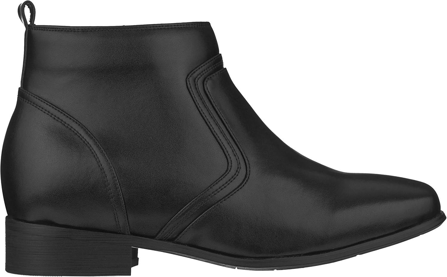 CALTO Men's Invisible Height Increasing Elevator Shoes - Black Leather Zip-up Square-toe Ankle Boots - 3.2 Inches Taller - G99809 - Size 9 D(M) US - Image 2