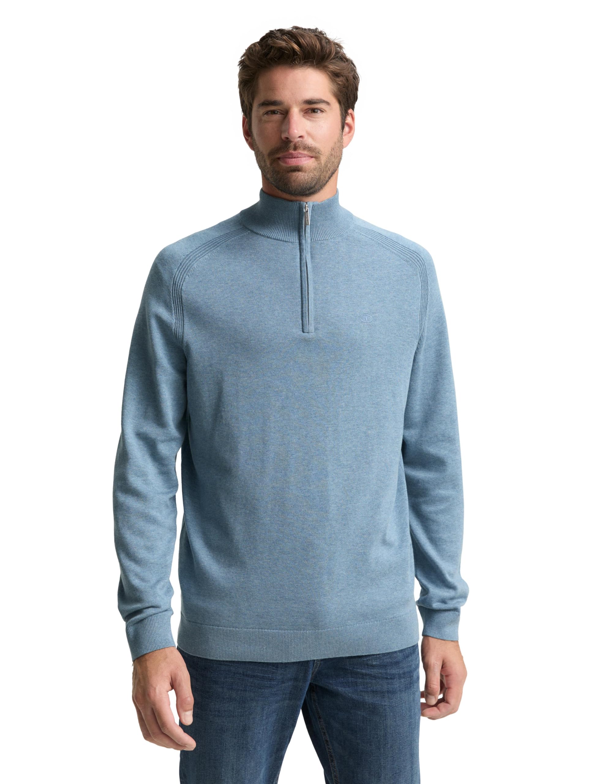 Pull-Over Tom Tailor 1047569 bleu chiné en maille douce et coupe XL confort - 7