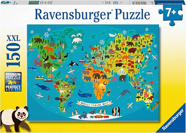 Ravensburger Animal World Map 150 Piece Jigsaw Puzzle for Kids Age 7 Years Up