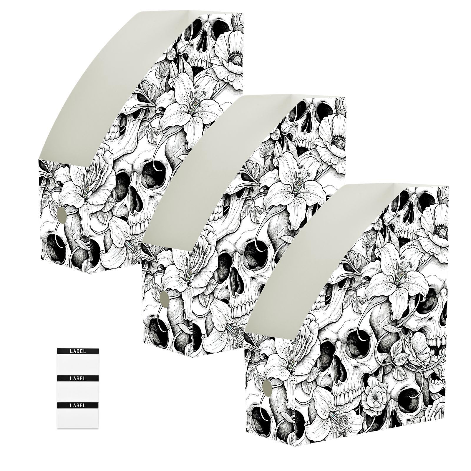 Porte-revues pliable noir squelette fleur