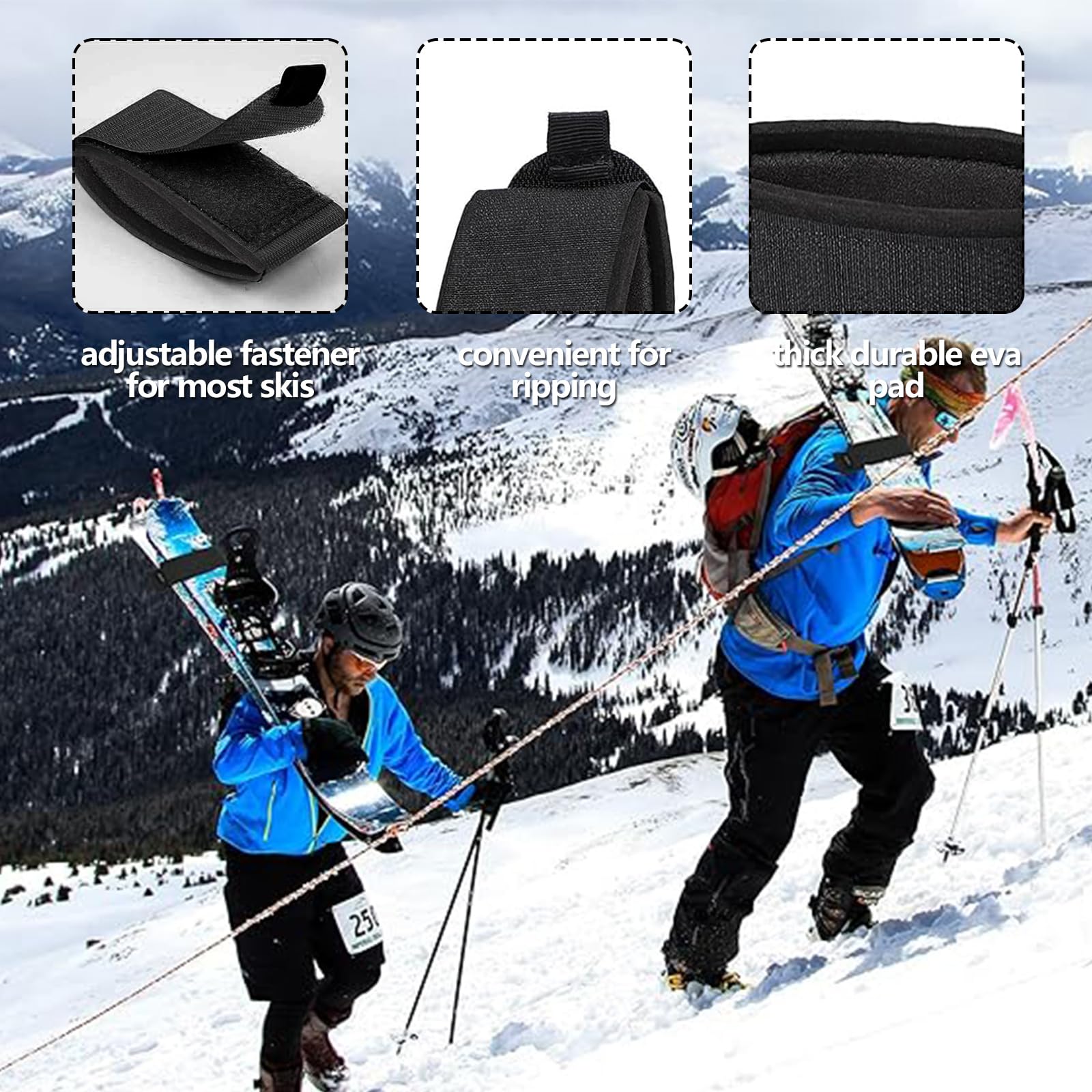 Lot De 6 Attaches De Ski Réglables - Sangles De Fixation Pour Skis Et Bâtons, En Nylon