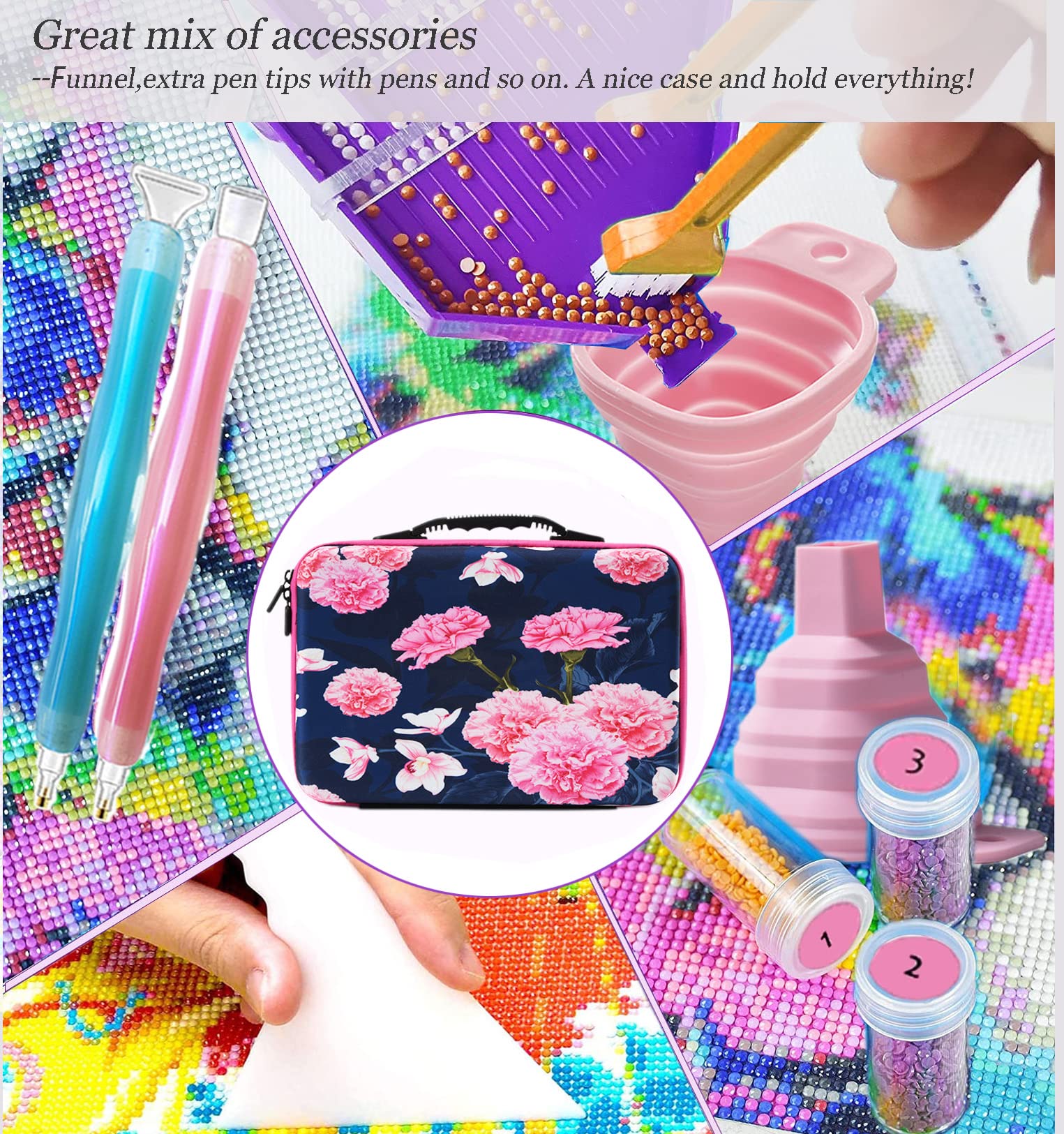 60 Slots Diamond Painting Kit, Contenitori per Pittura a Diamante, Diamond Painting Accessori Box, Strumenti di Pittura Diamante per Depositare Pittura Diamante Perline Anelli Nail Art Gioielli
