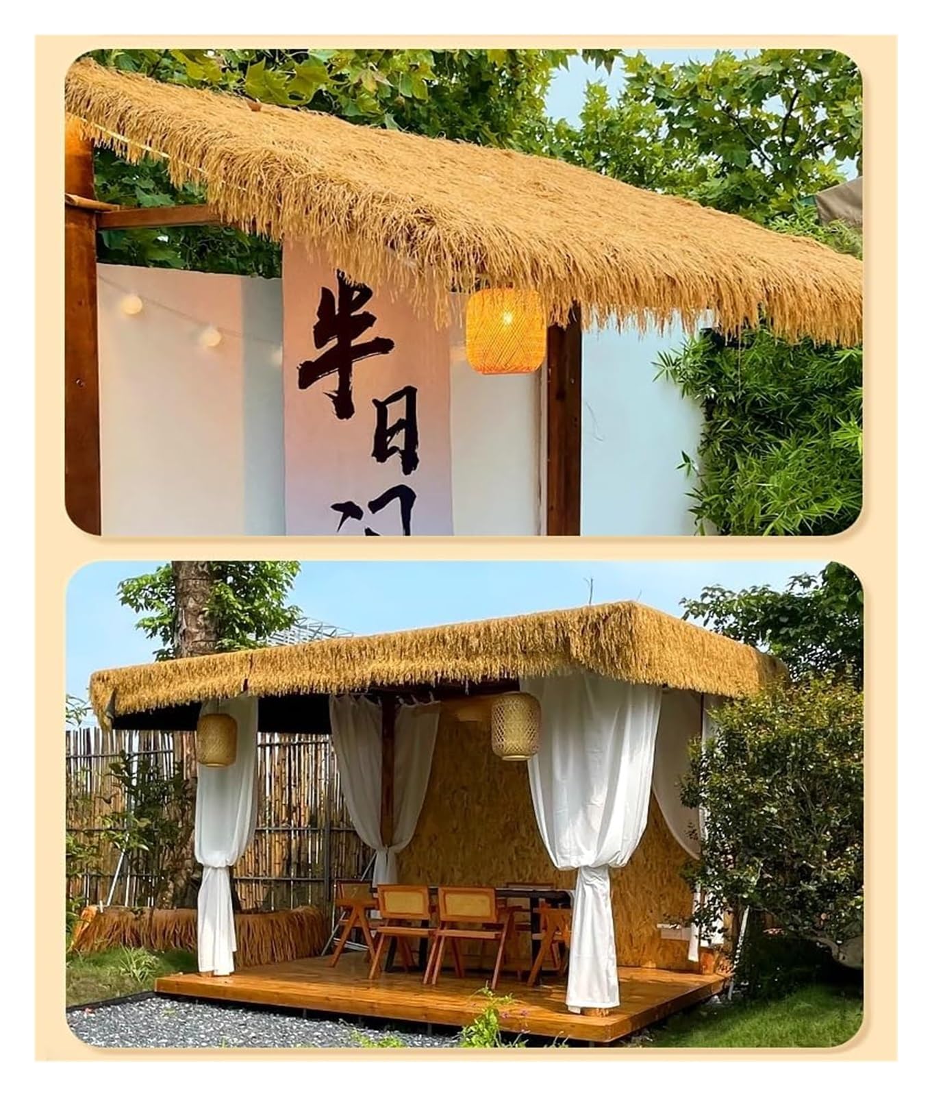 KanDuo Paglia Artificiale, Tetto in Paglia di Alta qualità, in Sintetica Fai da Te Ultra-Realistico for Bar e Giardini, Palma Gialla(1x1m)