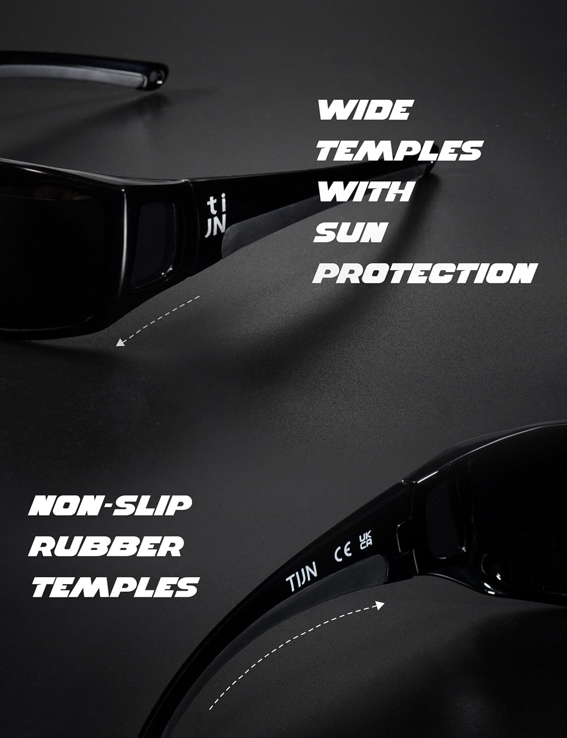 TIJN Polarized Wraparound Sunglasses for Men & Women-UV400 TR90 with Floating Strap for Skiing Snowboarding Winter Outdoors