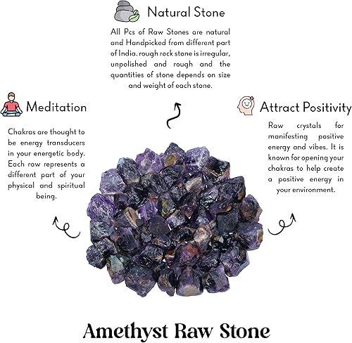 Miniatura 3 de ABHISUBYA Cristales de amatista - Relleno de jarrón - Cristales y piedras - Piedras preciosas sin pulir - Cristales crudos - Rocas para Tumbling -