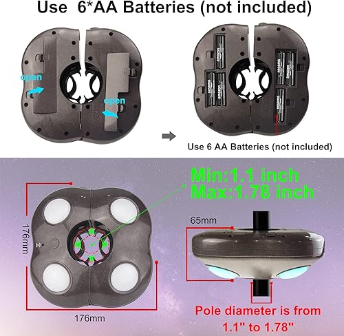 Vista 6 de Luz de sombrilla funciona con pilas, 16 luces RGB que cambian de color para sombrilla de patio con control remoto, luces exteriores debajo