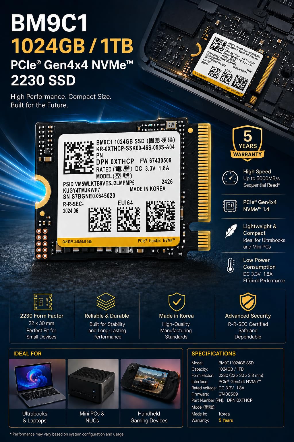 Amazon.in: Buy 1TB M.2 NVMe SSD BM9C1 (OEM) Compatible with