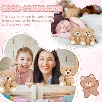 LYCN 12 Pack 20cm Bear Plush Stuffed Animals Soft Cute Plush Stuffed Teddy Bear with Bow Tie for Valentines Birthday Gift Baby Shower Party Supplies (Classic Khaki)