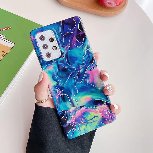 ZTOFERA Marble Case for Samsung A53 5G, Glitter Soft TPU Case with Marble Pattern, Slim Silicone Gel Anti-scratch Protective Bumper Cover for Samsung Galaxy A53 - Dark Blue