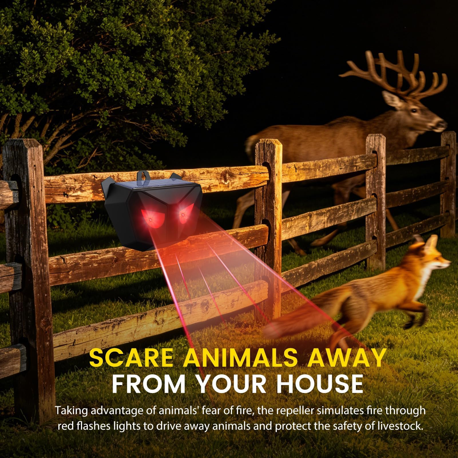 Repelente de Gatos por Ultrasonido, Ahuyentador de Gatos Solar para Jardín con Sensor y Luz Flash, Dispositivo de Repulsión para Exterior para Ahuyentar Gatos y Murciélagos