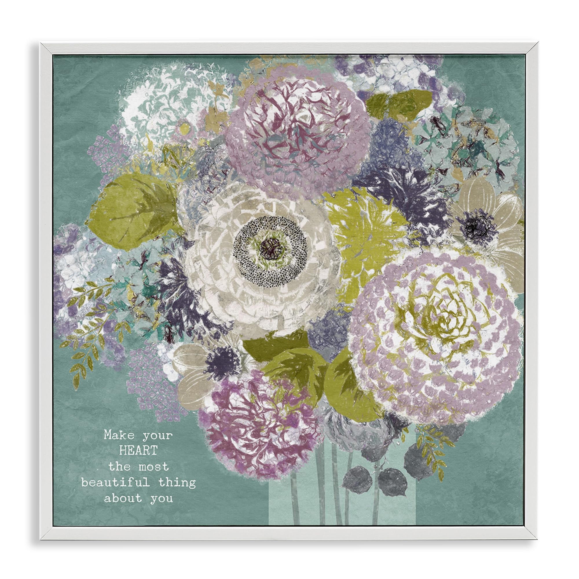 Stupell Industries Coastal White (Textured) Most Beautiful Thing Florals, 17 X 17 Inch Framed Giclée Print