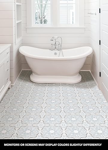 Miniatura 3 de FloorPops Azulejos de Suelo Azul Morris Peel & Stick, FP3827 Azul,Gris,https://www.amazon.com/dp/undefined