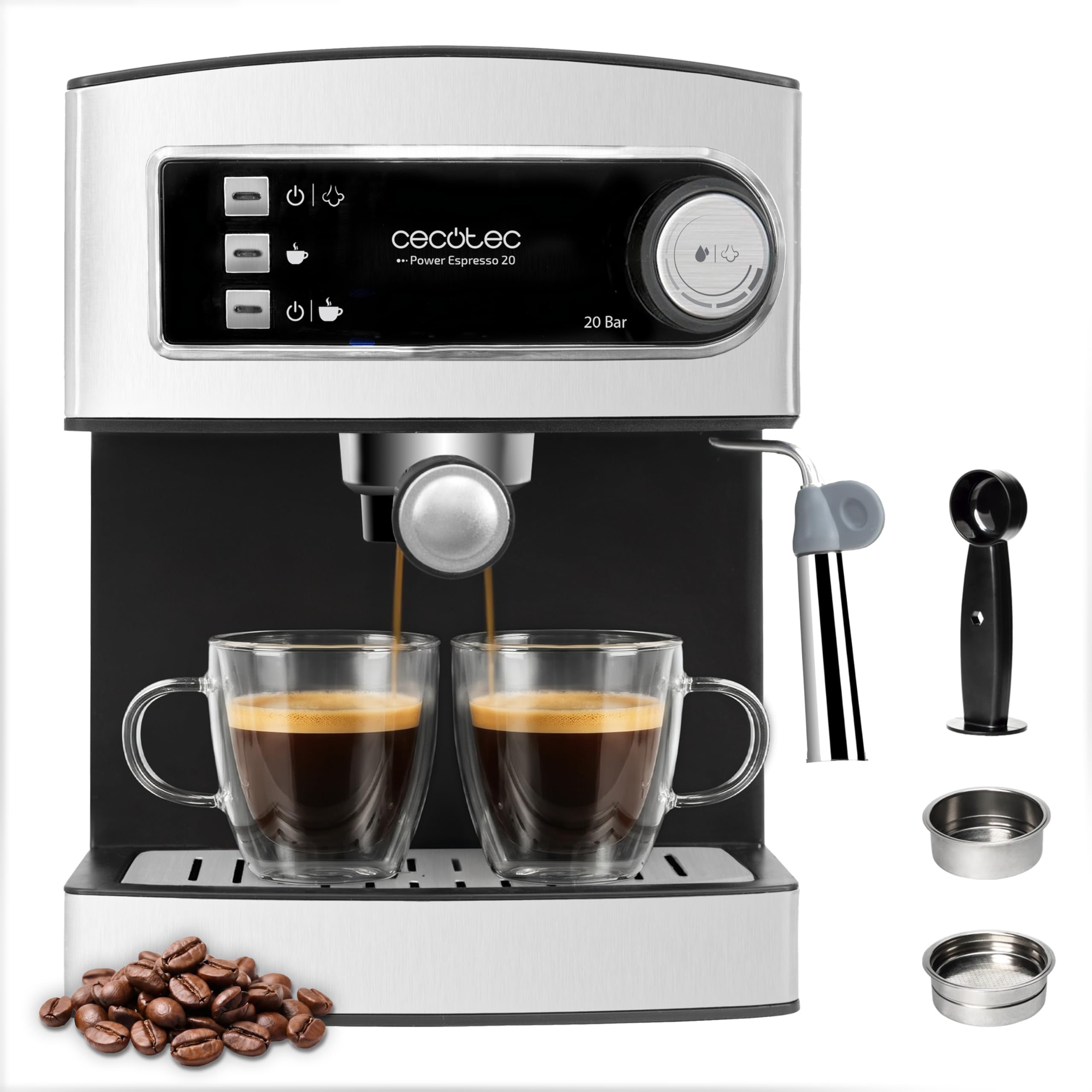 Cecotec Power Espresso 20 Elite, machine à expresso manuelle, 20 bars, 850W