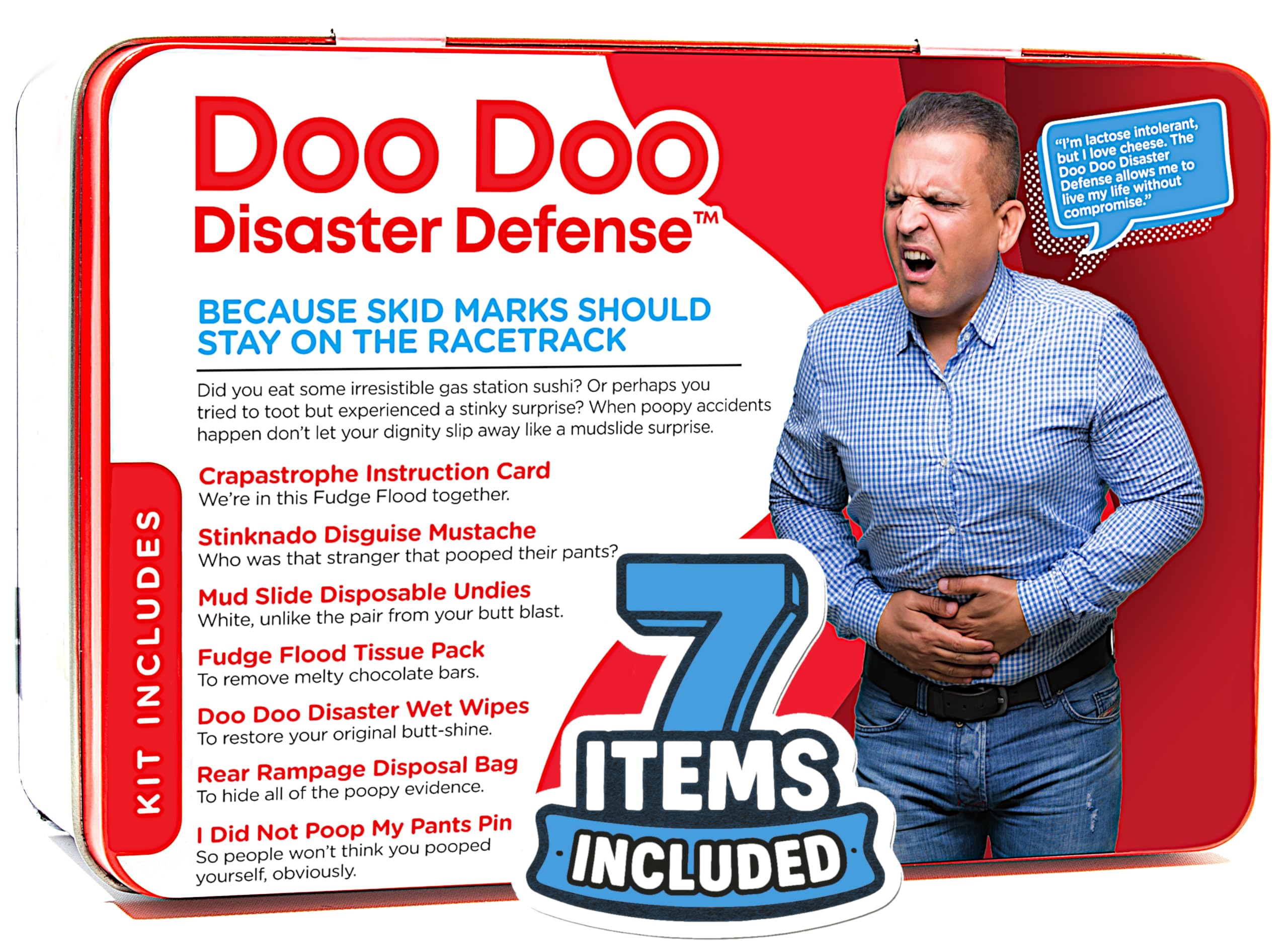 Emergency Shart Kit - 7 Items - Poop Prank Gift. Includes Wet Wipes, Disposable Underwear, Hilarious Badge, More. Stinky Novelty Accident Emergency Fart Joke for Dad, Husband, Family