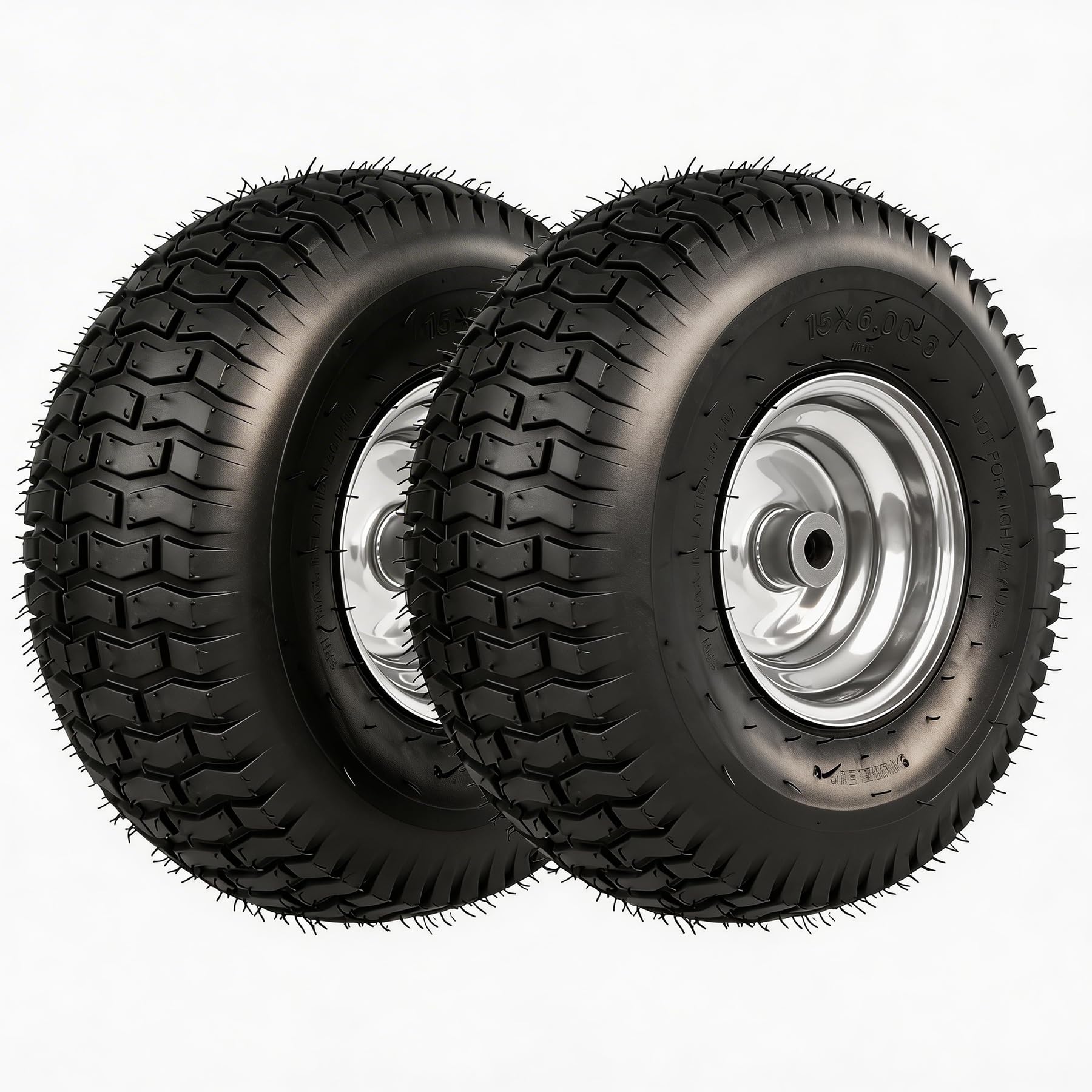 15x6.00-6 Lawn Mower Tire and Wheel, 570LBS Capability, Compatible with J ohn Deere, C ub Cadet, C raftsman, H usqvarna Riding Tractors and Mowers, 3/4" Bushing, 3" Centered Hub, 2 Pack