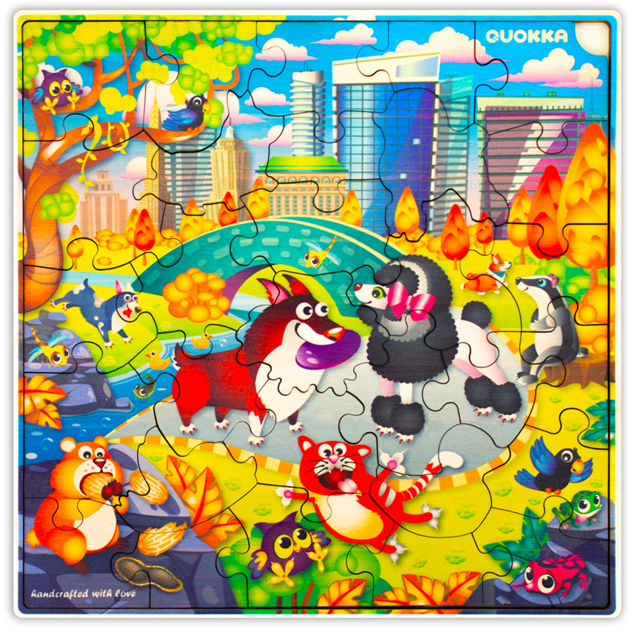 QUOKKA Wooden Park Puzzles for Kids Ages 3-5 - 28 Pieces Toddlers Kids Puzzles Ages 4-8 Year Olds - Wood Park Toys for Children 6-8 yo