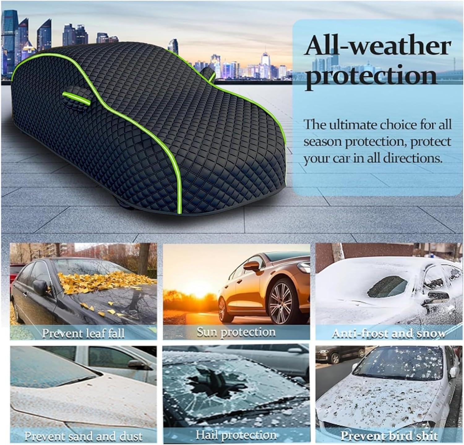 Funda Coche Antigranizo para Jeep Compass | Bloqueo UV Transpirable Funda Coche Anti-Granizo Oxford con Cuerdas Antiviento, Antiarayazos Anti-Polvo Nieve Impermeable