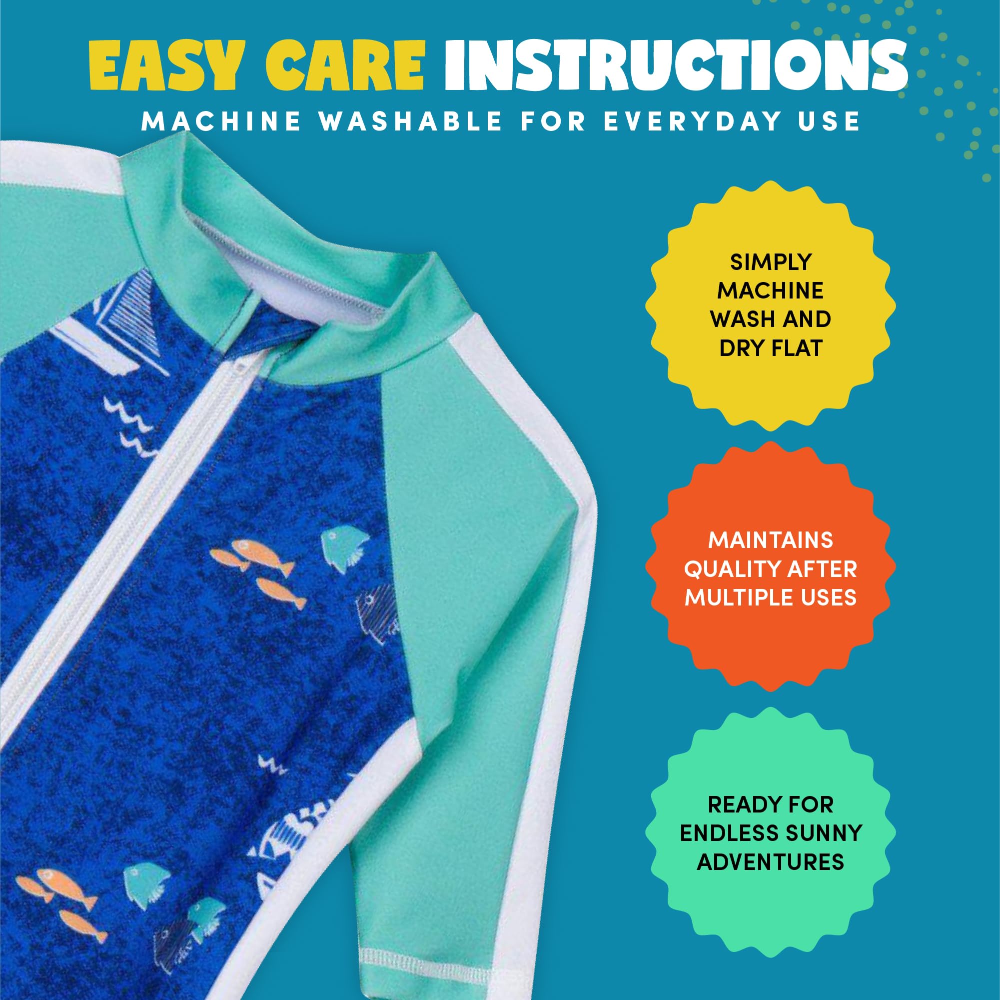 Swimzip Little Boy manga larga para niña con UPF 50 Protección Solar - Azul -