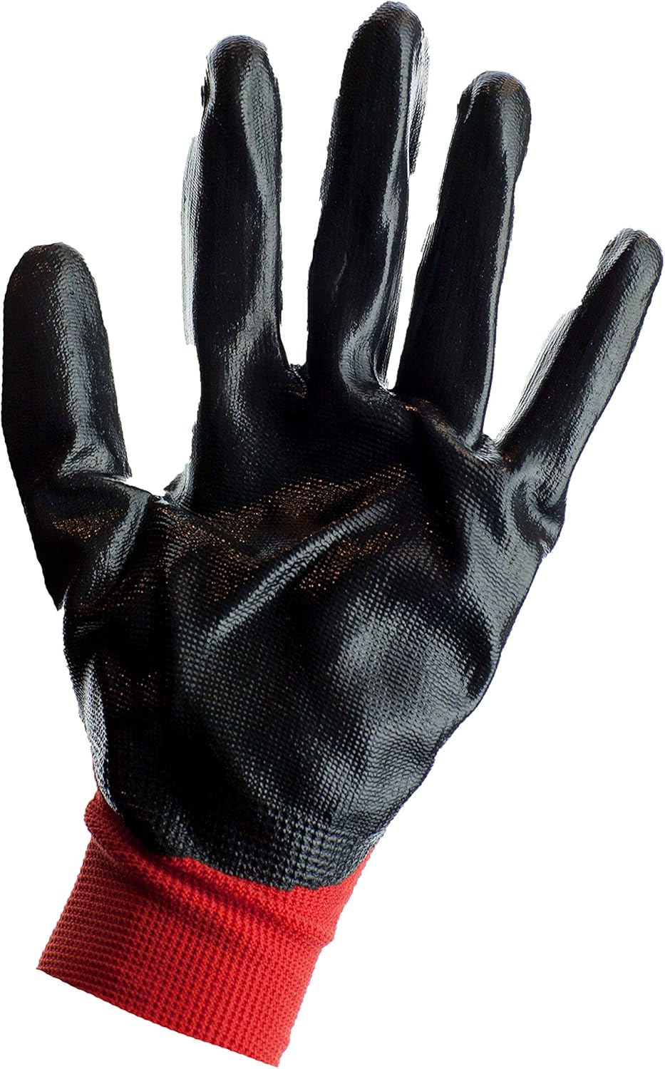 Nitrile Firm Grip Work Gloves, OSFM, RED 12-Pack
