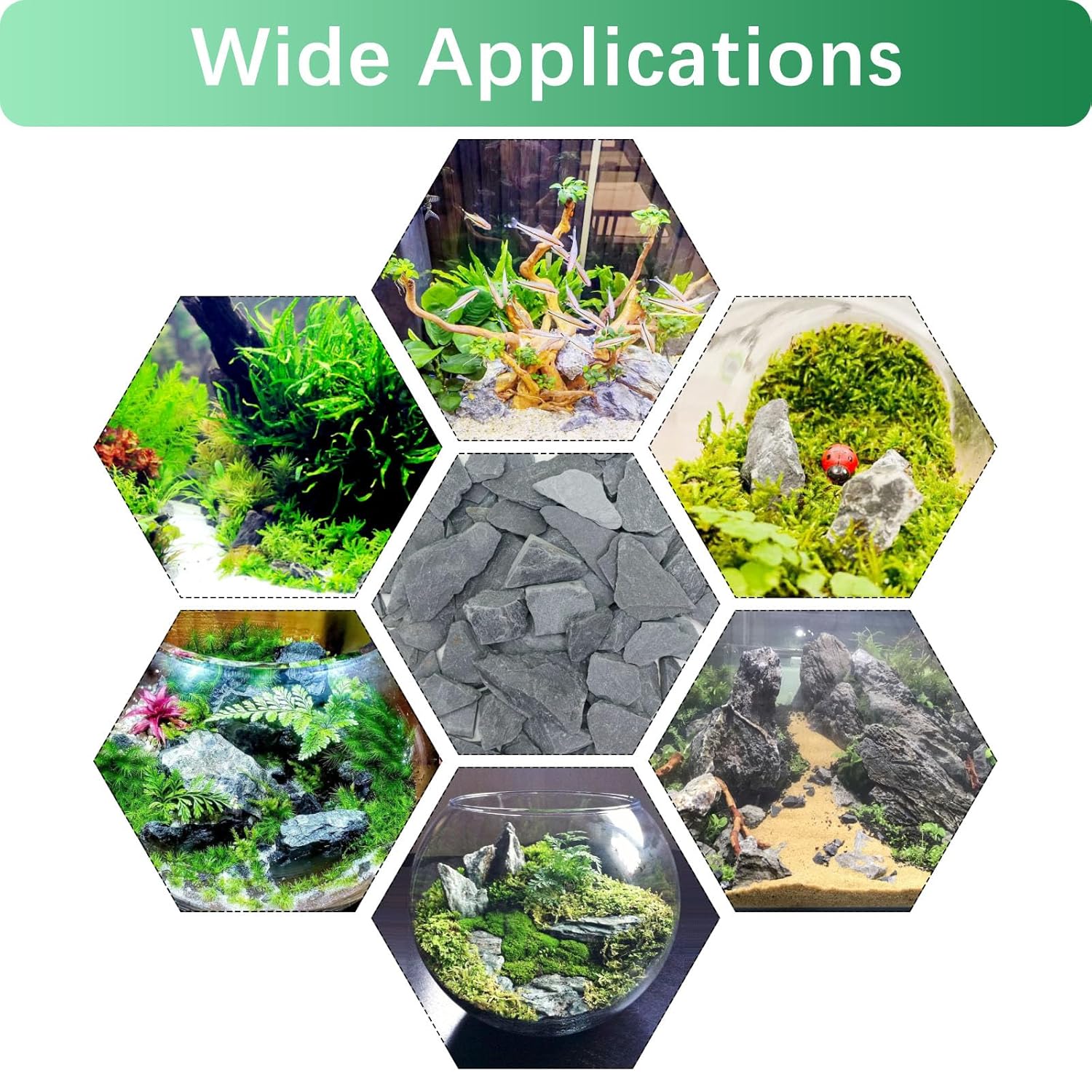 20lb Natural Slate Stone Rock-0.41.2 inch Slate Stone Rocks for Aquariums, Fish Tank Decor,Terrariums, Aquascaping-Miniature or Fairy Gardens, Landscaping Model, Model Railroads-Grey