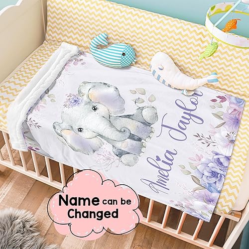 Miniatura 10 de J&SBGFT Manta personalizada para bebé niña, manta de bebé personalizada, manta de envoltura con nombre de niña, mantas de recepción de mariposas,