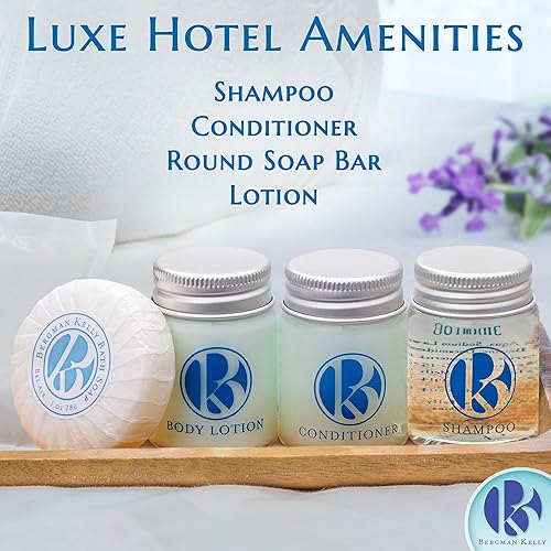 Miniatura 4 de Bergman Kelly Paquete de artículos de tocador de hotel de lujo (Bel Air, 1 oz cada uno, 150 piezas) Juego de 3 piezas 50 jabones redondos, 50