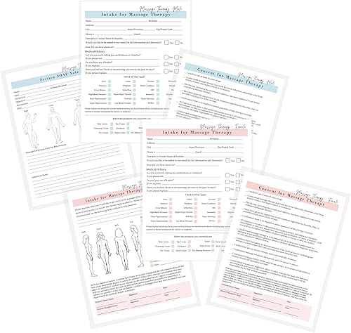 Masajista Terapeuta Consumo de Cliente, Consentimiento, Notas de Jabón Combo Masculino y Femenino  Formularios con Historial Médico Tratamiento y