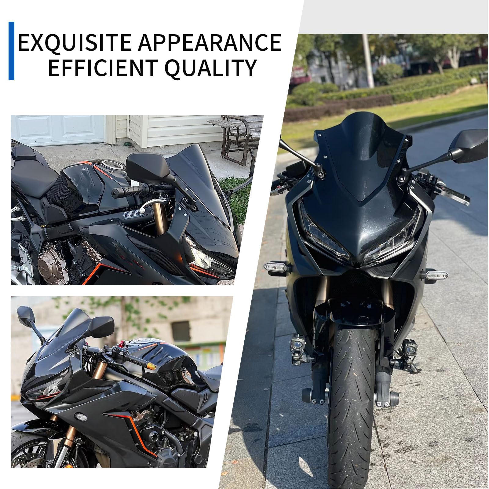Motorrad Wind Windschutzscheibe Windschutz Bildschirm Verkleidung passend für Ho&n&da CBR650R CBR 650R Zubehör 2019-2024 Windabweiser (Schwarzer Rauch)