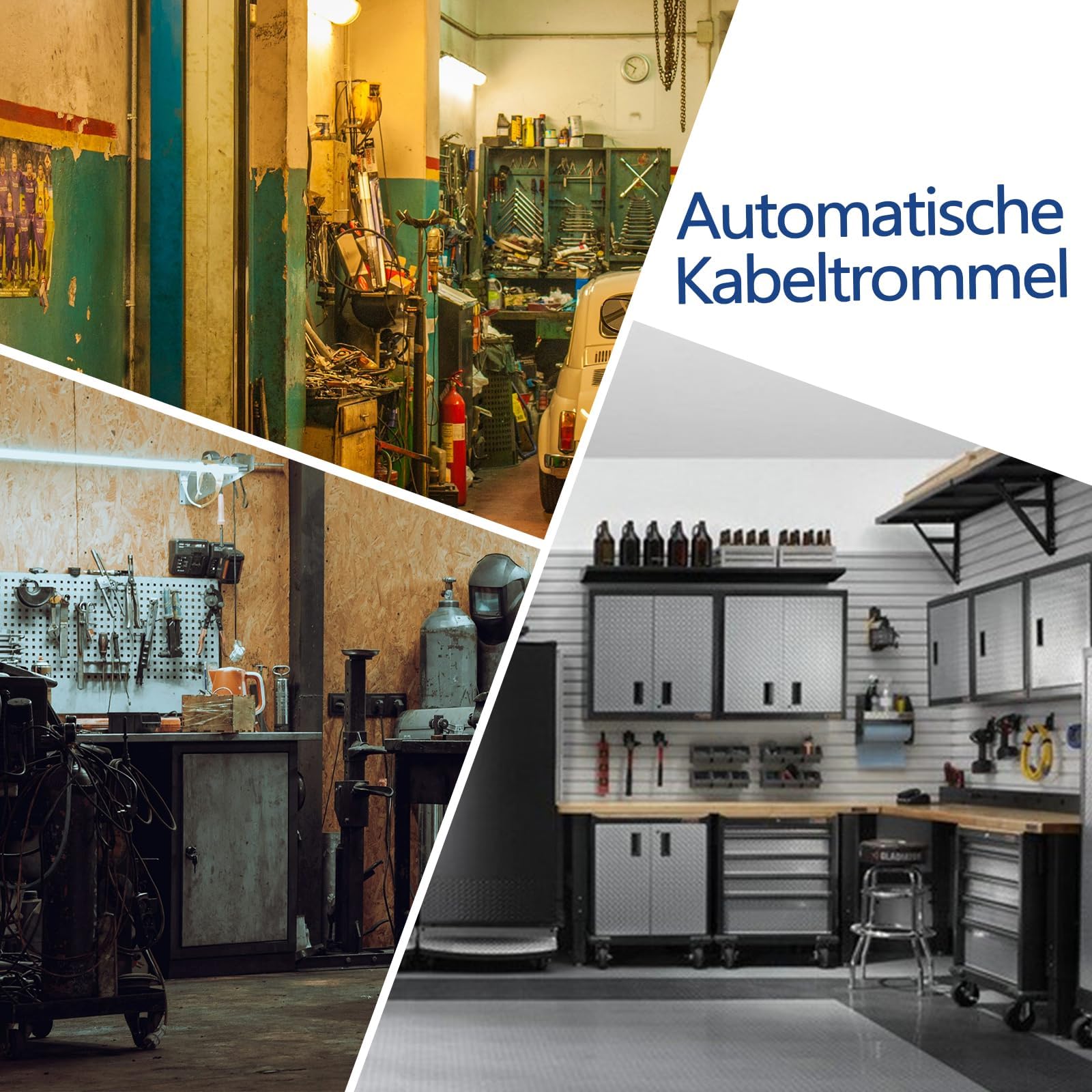 EnergyPro Automatische Kabeltrommel 10m, 2300W, wandmontierbar mit TÜV-Prüfung & Montage-Set – Kabeltrommel Outdoor für Garten, Werkstatt und Garage
