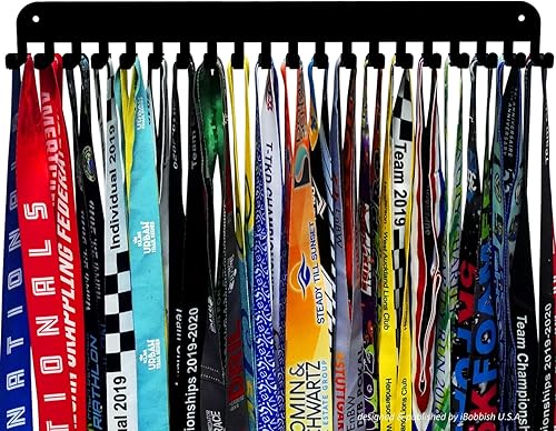 Percha de exhibición de medallas de alta calidad que nunca te rindas con 20 ganchos, exhibición de medallas para pared con 16 pulgadas, exhibición