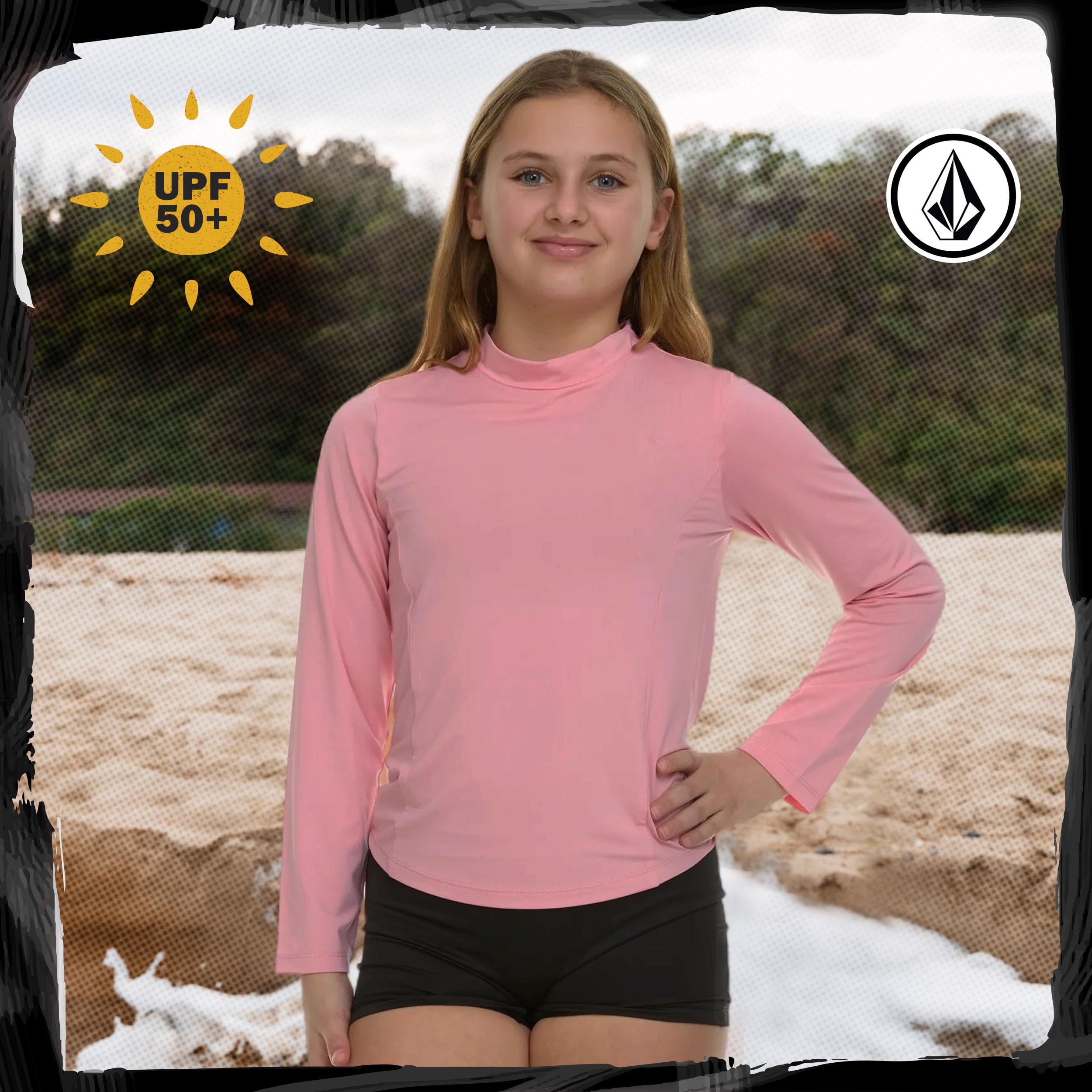 Volcom Rash Guard - Maglietta da nuoto a maniche lunghe per ragazze, confezione da 2 pezzi, SPF50+