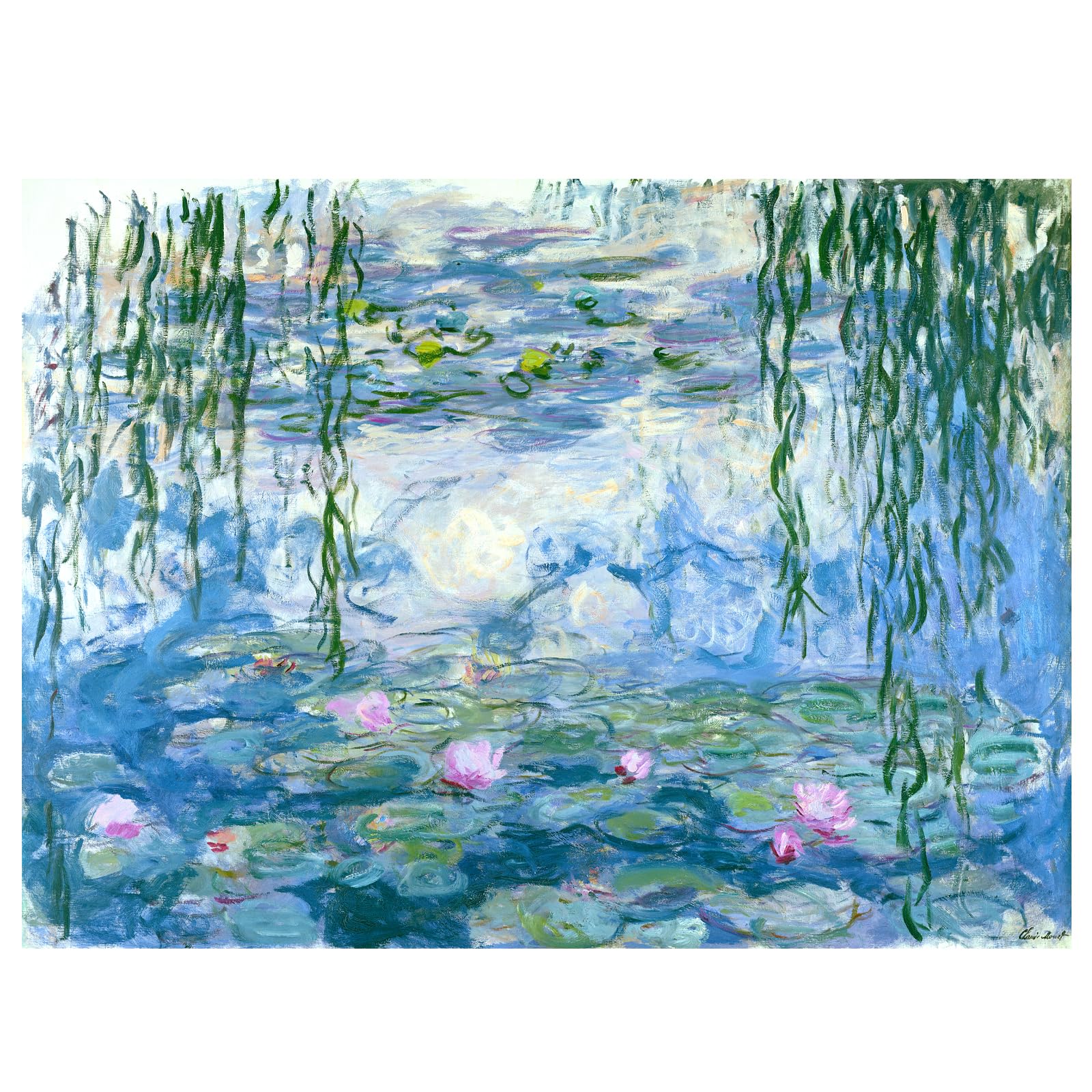 Bristlegrass 1000pc Water-Lilies Jigsaw Puzzle for Adults, Cardboard, Intermediate, Impressionistic, 8.86x8.86 inches, 8+ Years — image 1