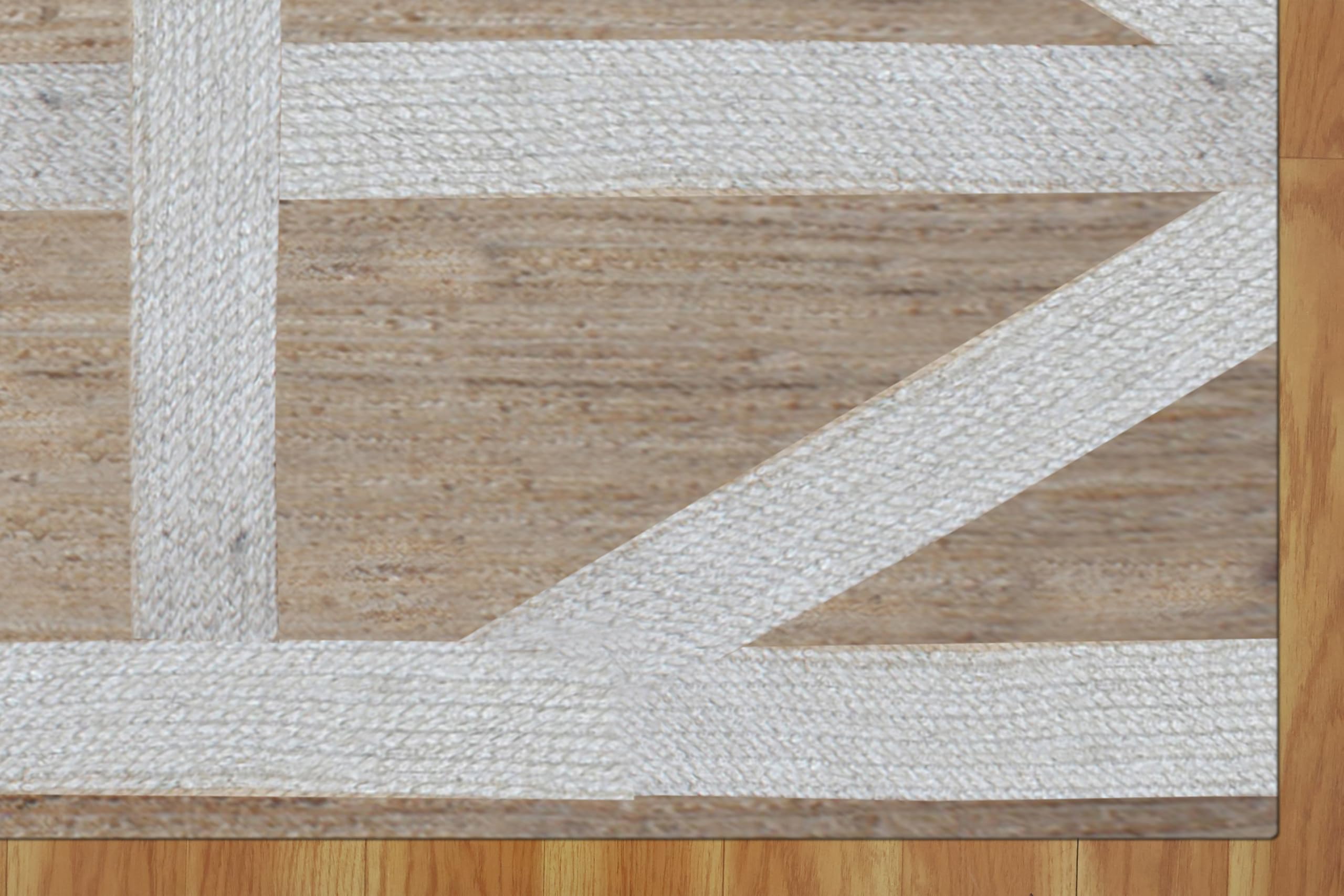 Tapis carré en jute tressé à la main de qualité supérieure, idéal pour les zones très fréquentées dans la chambre, le salon, la cuisine, etc. - Tapis d'extérieur et de terrasse - 3 pièces -
